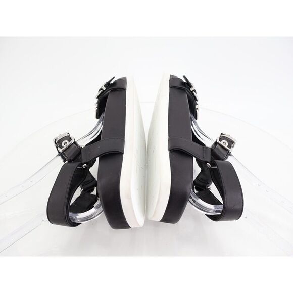 AGL Sandals Black Leather Flatform Buckle Slingback Adjustable Size 38 8 Punk - Picture 8 of 13